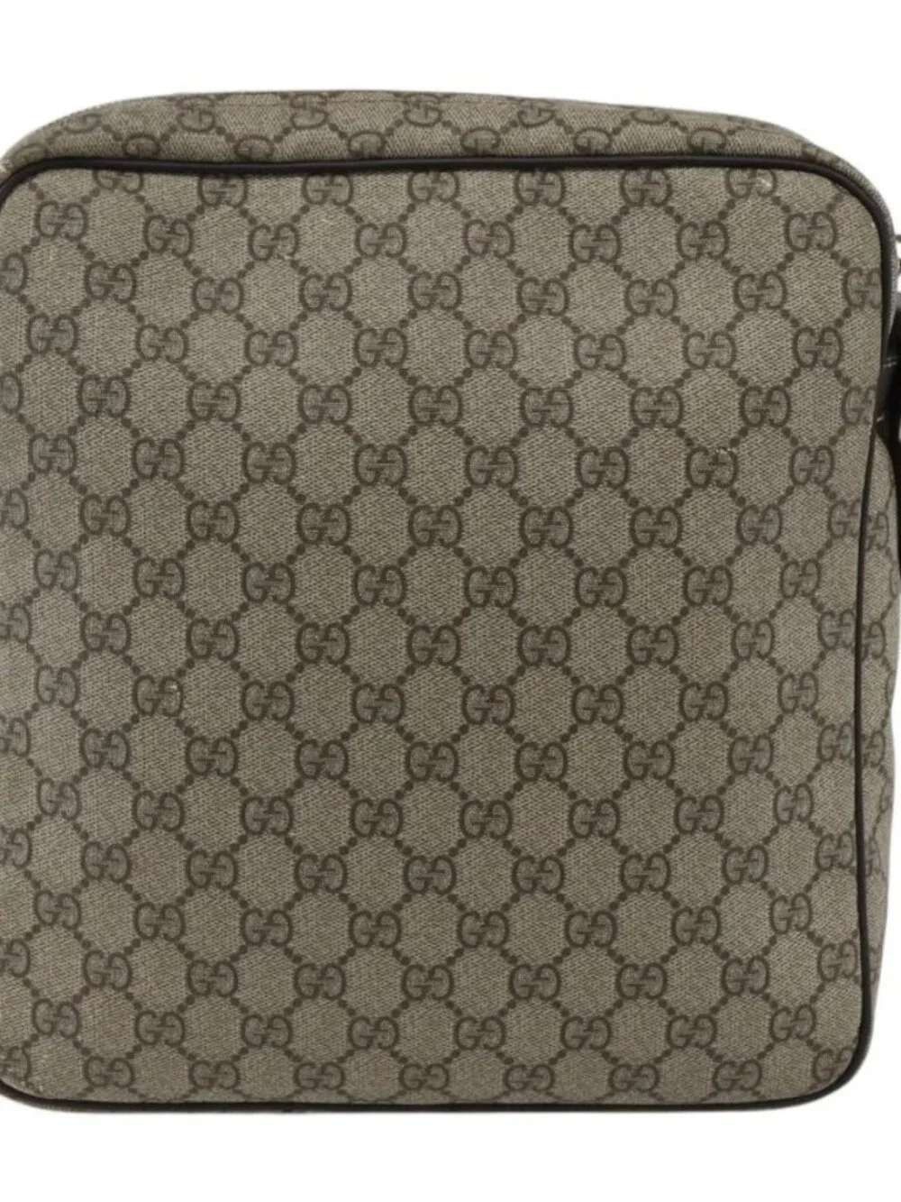 GUCCI GG Supreme Shoulder Bag PVC Beige Gold 201448 Auth ti3728